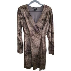 G Collection Metallic Print Long Sleeve "Wrap" Dress – Women’s L